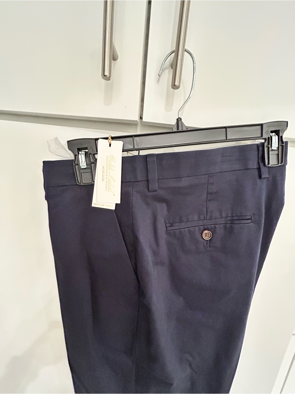Men's Roundtree & York Navy Dress Pants - Classic Flat Front